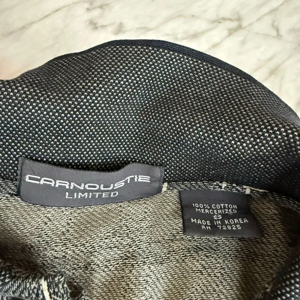 Carnoustie Limited vintage 100% mercerized cotton polo shirt geometric pattern S